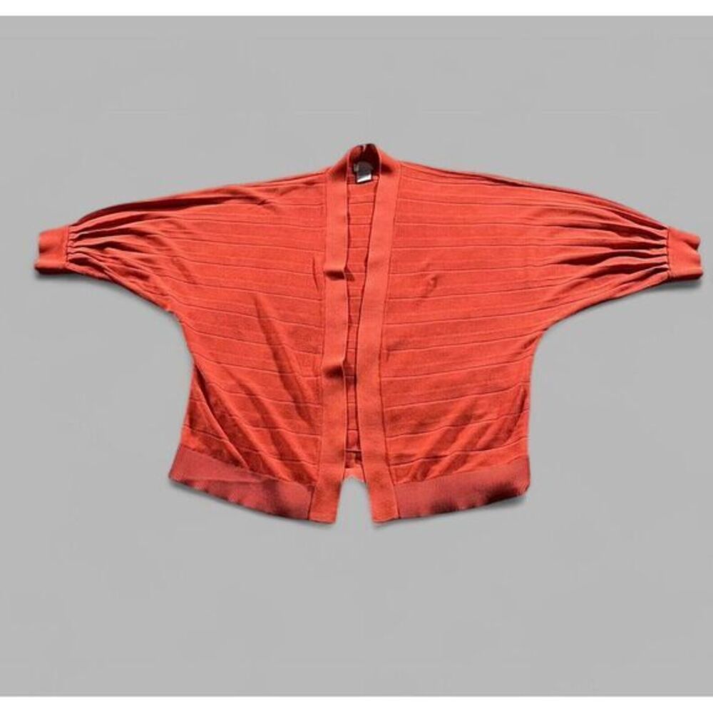 Chico's Size 1 M/8 Sweater Womens Faux Pleat Open Batwing Lagenlook Coastal